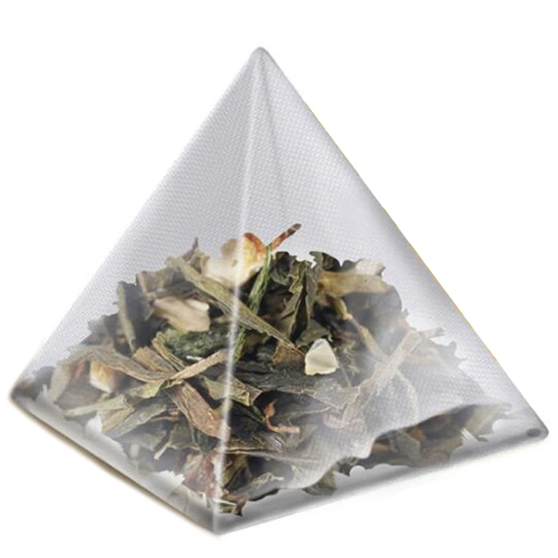 1000Pcs5.5 X 7Cm Pyramid Tea Bag Filter Nylon Tea Bag Single String Label Transparent Empty Tea Bag