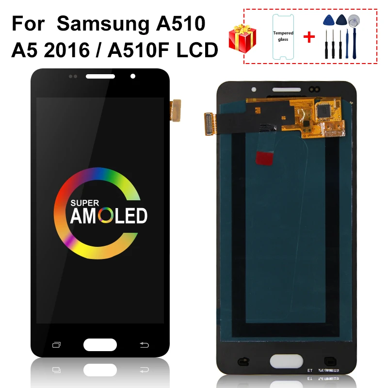 AMOLED для Samsung Galaxy A510 ЖК дисплей A5 2016 сенсорный экран запасные части A510F A510M с