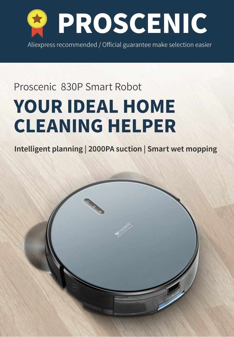 Proscenic 830P 2000PA Karpet Auto Tekanan Meningkatkan Robot Vacuum Cleaner  dengan Pembersihan Basah Direncanakan Cuci Vacuum Cleaner untuk  rumah|Pembersih vakum| - AliExpress