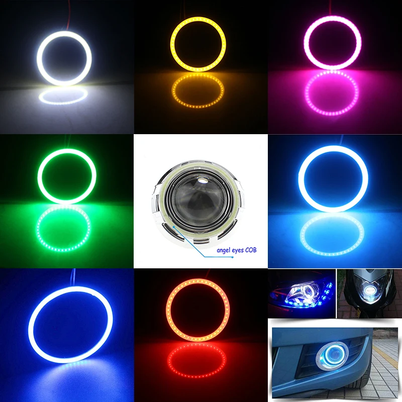 2x Super Bright Halo Rings COB LED Angel Eyes Headlight 60mm 70mm 80mm 90mm 100mm 110mm 120mm Car Motorcycle DRL Light Bulb Lamp led car light led headlight kit