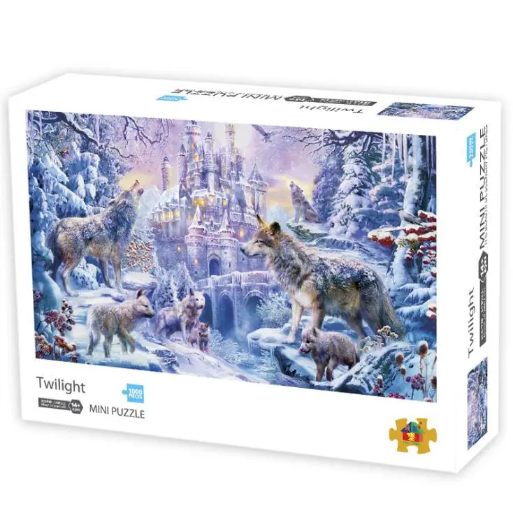Мини-пазлы мозаика с пейзажем 1000 штук взрослые бумажные головоломки мультяшный паззл Пазлы для детей Обучающие игрушки, подарки - Цвет: Бургундия