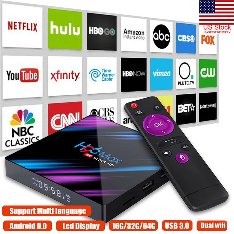 2019 New H96 MAX Smart TV BOX Android 9.0 OS 4G RAM 32/64GB Quad Core 1080p 4K LED Screen 2019 New H96 MAX Smart TV BOX Android 9.0 OS 4G RAM 32/64GB Quad Core 1080p 4K LED Screen