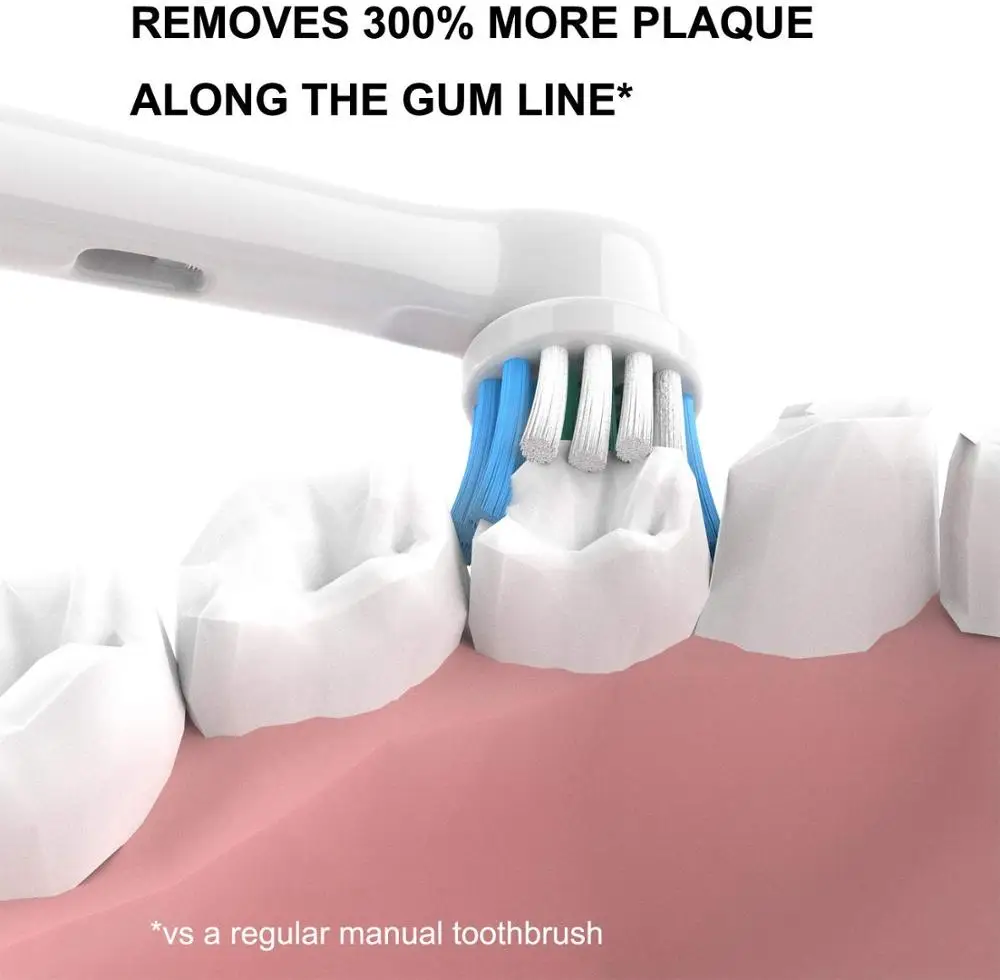 4x сменные головки кисти + колпачки для Oral B Electric Fit Advance Power/Pro Health/Triumph/3D Excel/Vitality