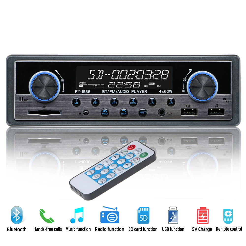Comprar Autoradio Coche Radio Coche Aux FM bluetooth estéreo de Audio MP3 receptor USB Radios Para Auto electrónica 1 din Coche Multimedia playe