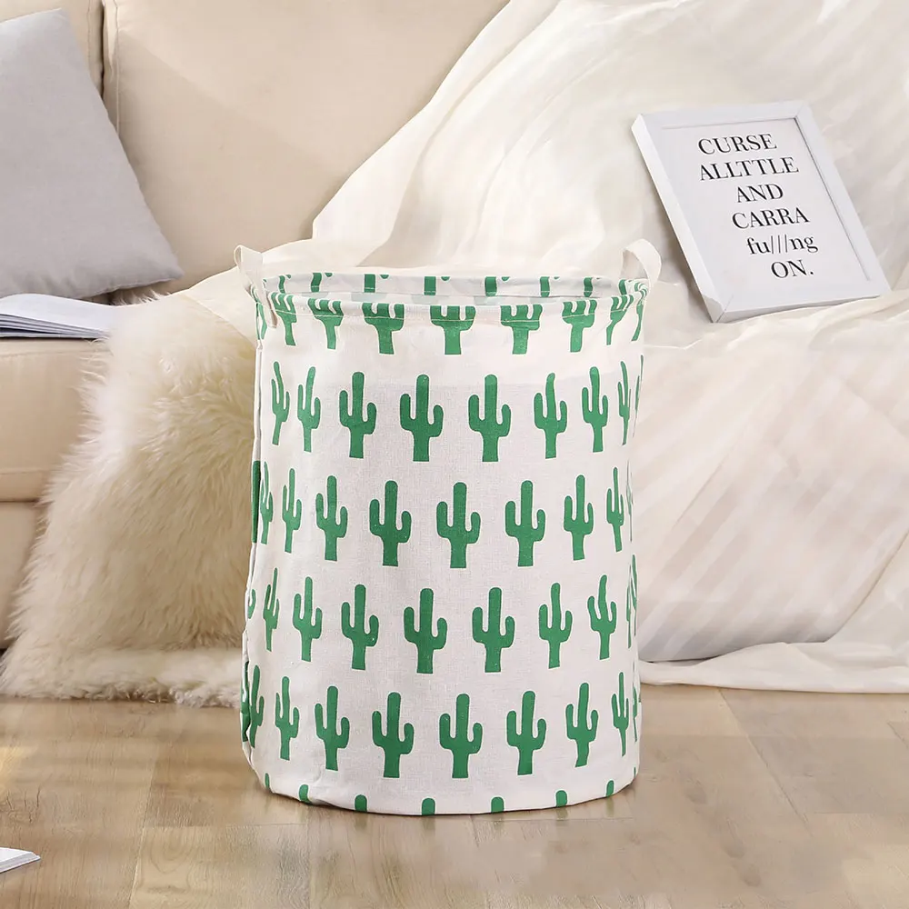 cactus Хлопок белье PE покрытие мешок для хранения мелочей получения баррель Многофункциональный водонепроницаемый космические заставки Dedroom Мода - Цвет: cactus