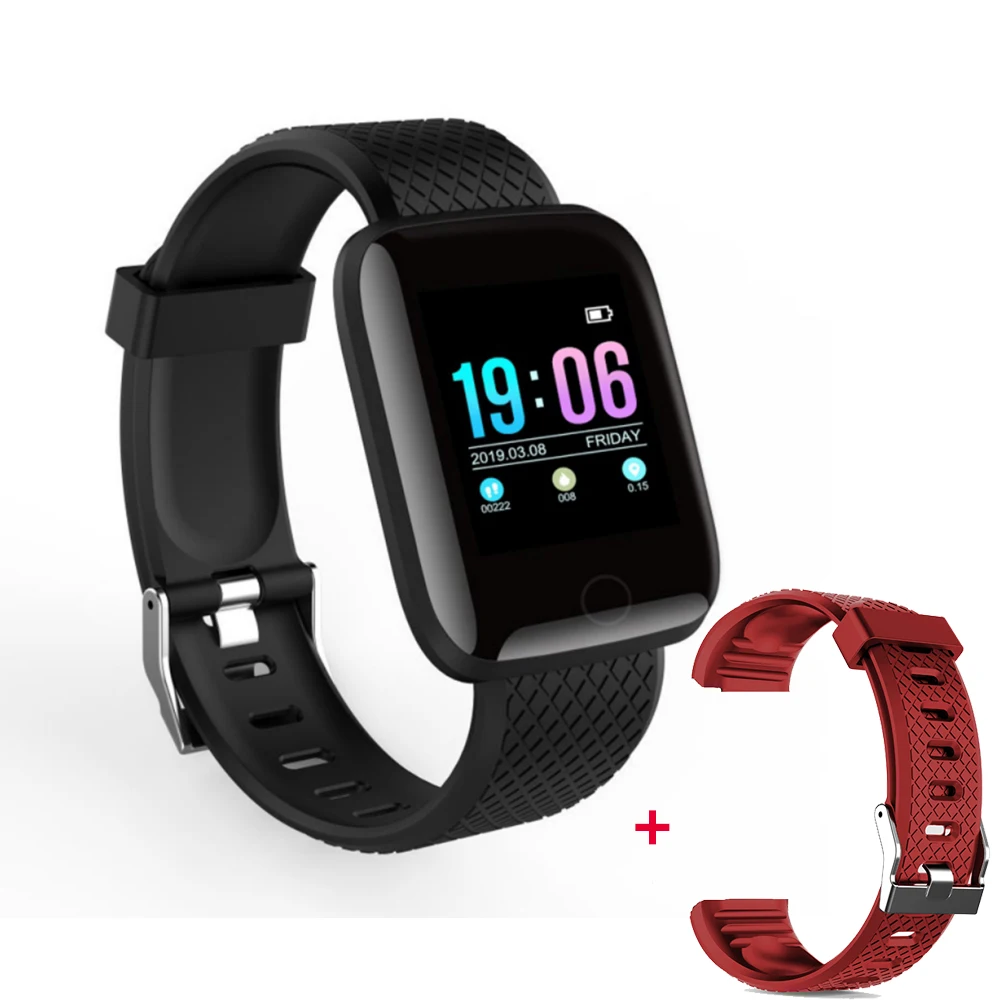 LEMFO, умные часы для Android, Apple Phone, монитор сердечного ритма, артериального давления, спортивный трекер, Смарт-часы для мужчин и женщин - Цвет: add red strap