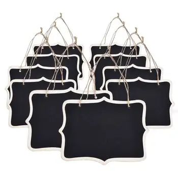 

10pcs Mini Chalkboards Signs Hanging Blackboard Rectangle Message Board Double Sided for Weddings, Kids Crafts, Garden Favors St