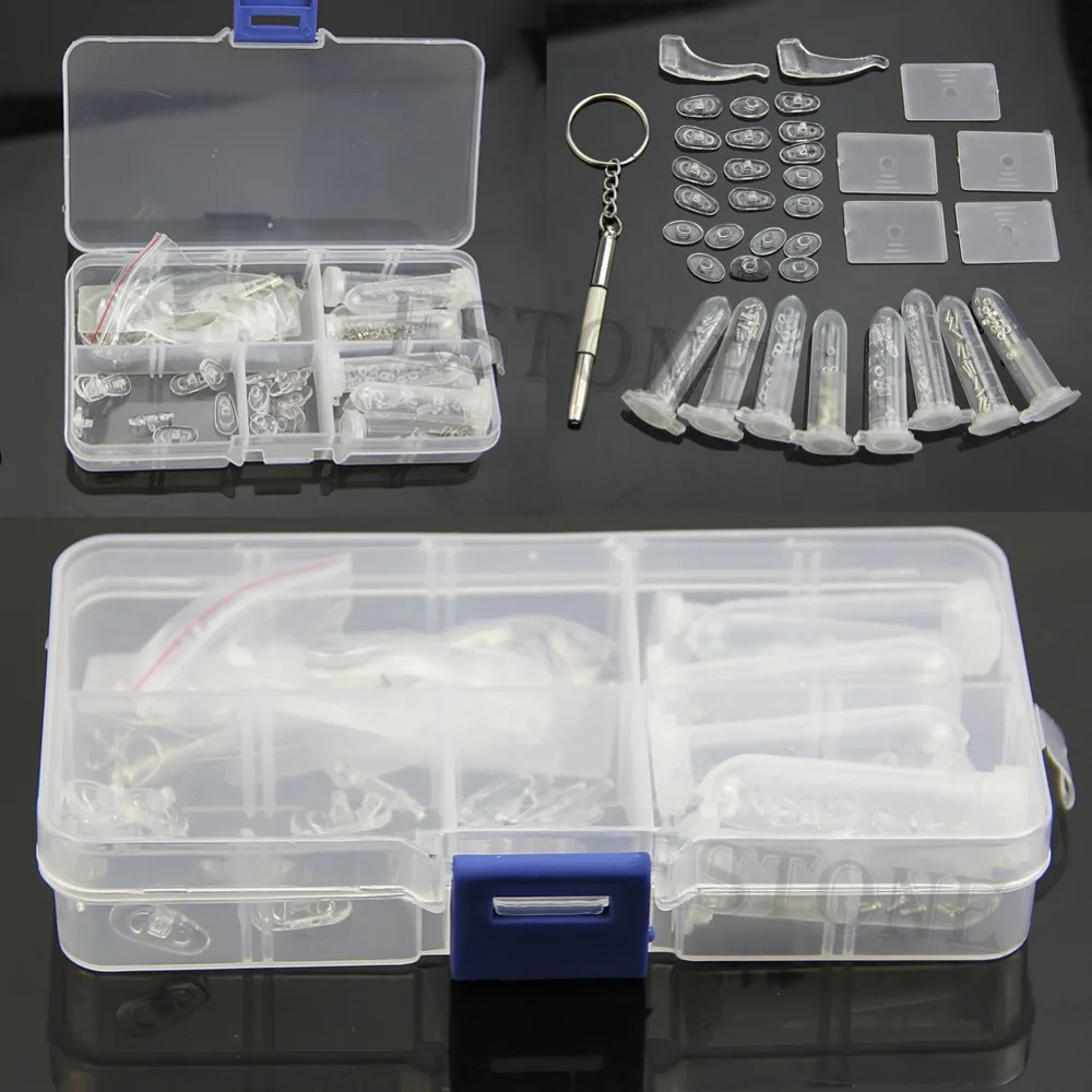 

Free delivery 1 Set Eyeglass Sun Glasses Screw Nut Nose Pad Optical Repair Tool Assorted Kit New Hot