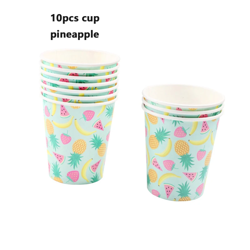10pcs cup Розовый ананас тема вечерние поставки день рождения, детский душ Девушки вечерние одноразовые декоративные подкладки предметы чашки пластины салфетки - Цвет: 10pcs cup
