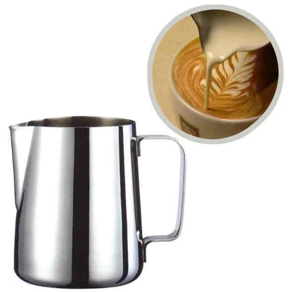 Stainless Steel Frothing Coffee Cup Pitcher Pull Flower Espresso Cappuccino Cups Milk Pot Frother Frothing Jug Latte Art XY010