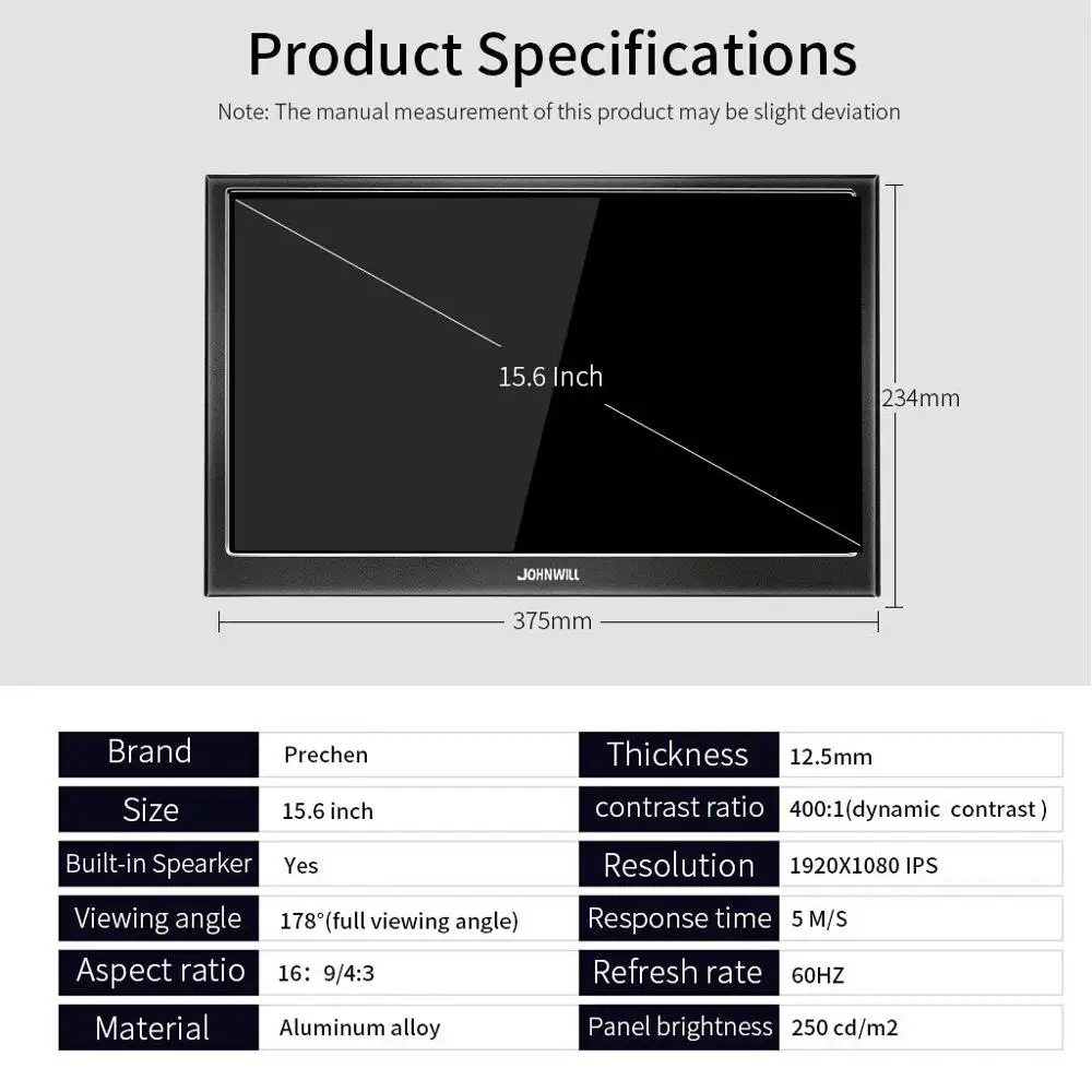 Портативный монитор 15," сенсорный экран 2HDMI дисплей для ноутбука, телефона, xbox, переключателя и ps4 Портативный ЖК-дисплей