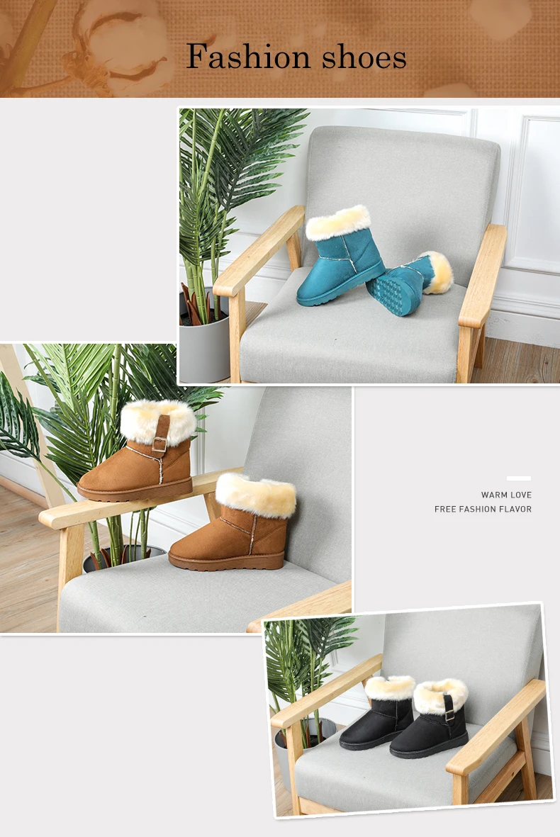 Rimocy Winter Thicken Plush Snow Boots Women Fashion Buckle Warm Fur Ankle Boots Woman Slip on High Platform Shoes Female