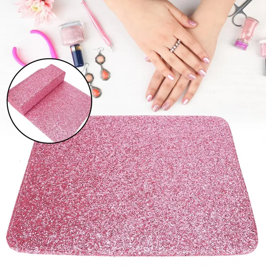 Pink Cushion Стол для ногтей сверкающие блестки для дизайна ногтей Настольный Коврик Подушка держатель для рук Подставка для рук Маникюрный Инструмент Дизайн ногтей - Цвет: Pink Cushion