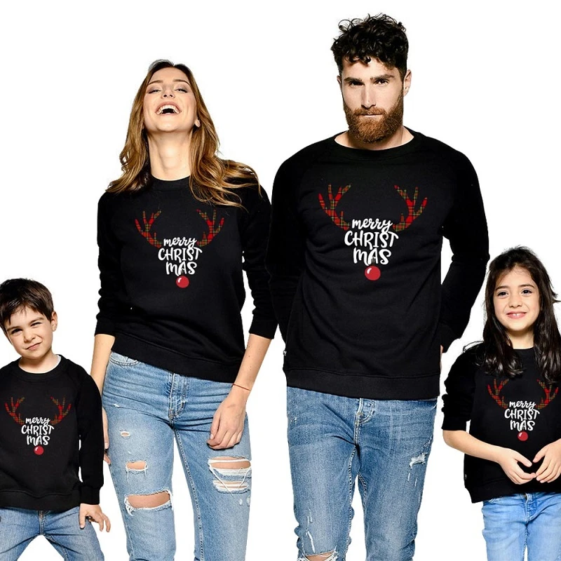 Sudaderas familiares a juego para madre e hija, suéteres Navidad, ropa para bebé, mamá y yo, Tops de algodón para padre e hijo, 2022|Trajes iguales de familia| - AliExpress