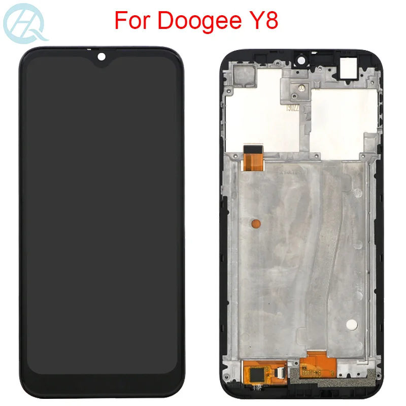 

ЖК-дисплей для Doogee Y8, дисплей с рамкой, сенсорным экраном 6,1 дюйма, ЖК-экран, дигитайзер, стеклянные детали в сборе