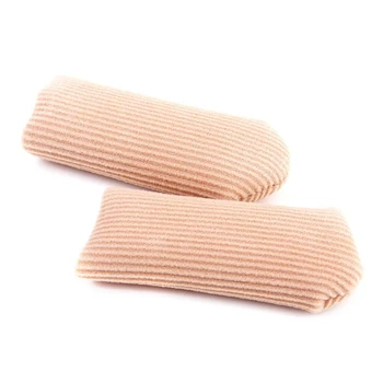 

1 Pair Adjustable Cuttable Lined Gel Big Toe Covers Sleeves Ribbed Knit Toe Caps L