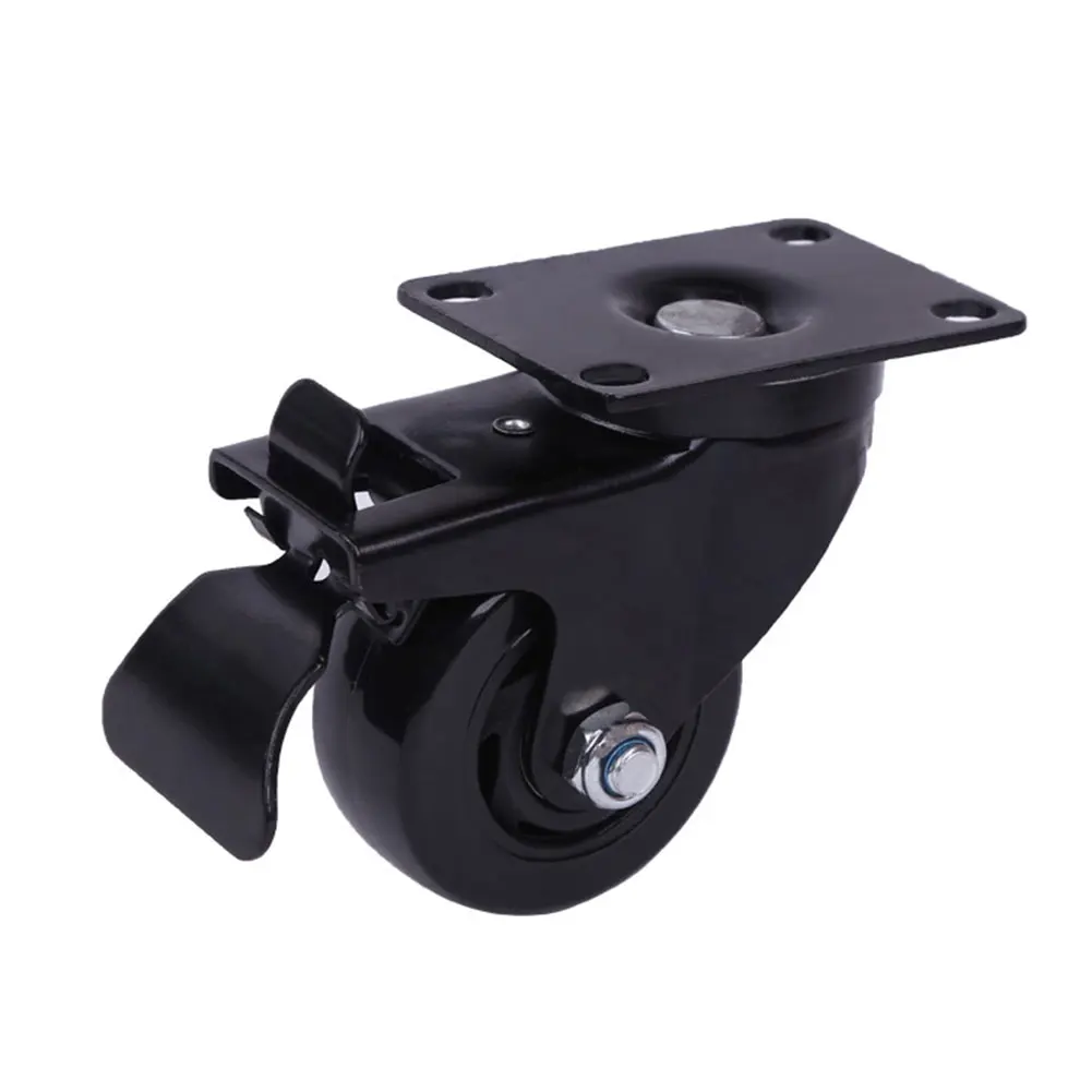 

3" Furniture Hardware Home Swivel Wheels Trolley No Noise Office Rubber Base Chair Lockable Plate Caster Universal Cabinet