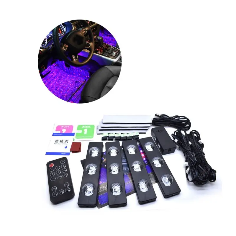 

Decorative Atmosphere Lamps Led Colorful Stars Lamps Cool Universal Auto Bottom Seat Light USB Control Car Ambient Light