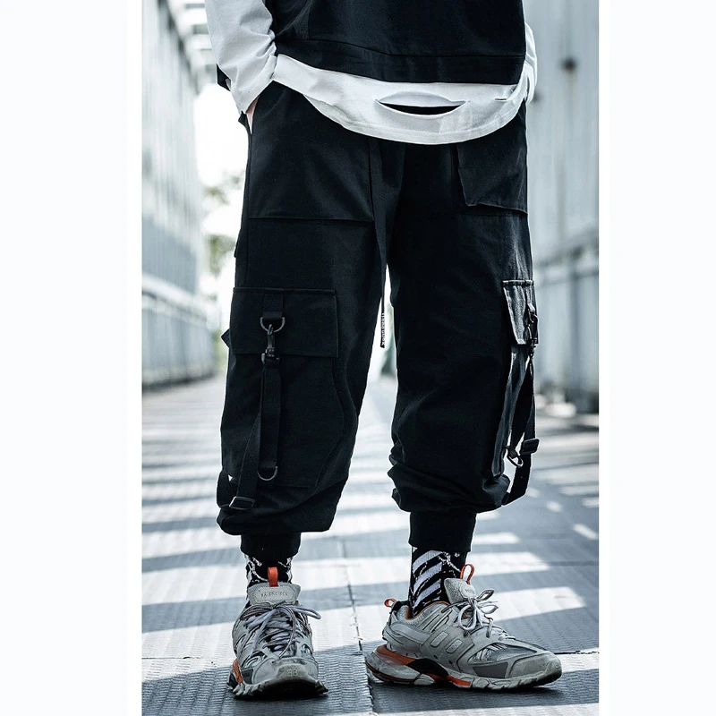 11 BYBB'S DARK Cargo Pants Men Hip Hop Tactics Joggers Trousers Elastic Waist Ribbon Fahsion Harajuku Streetwear Pant Male WB579 4