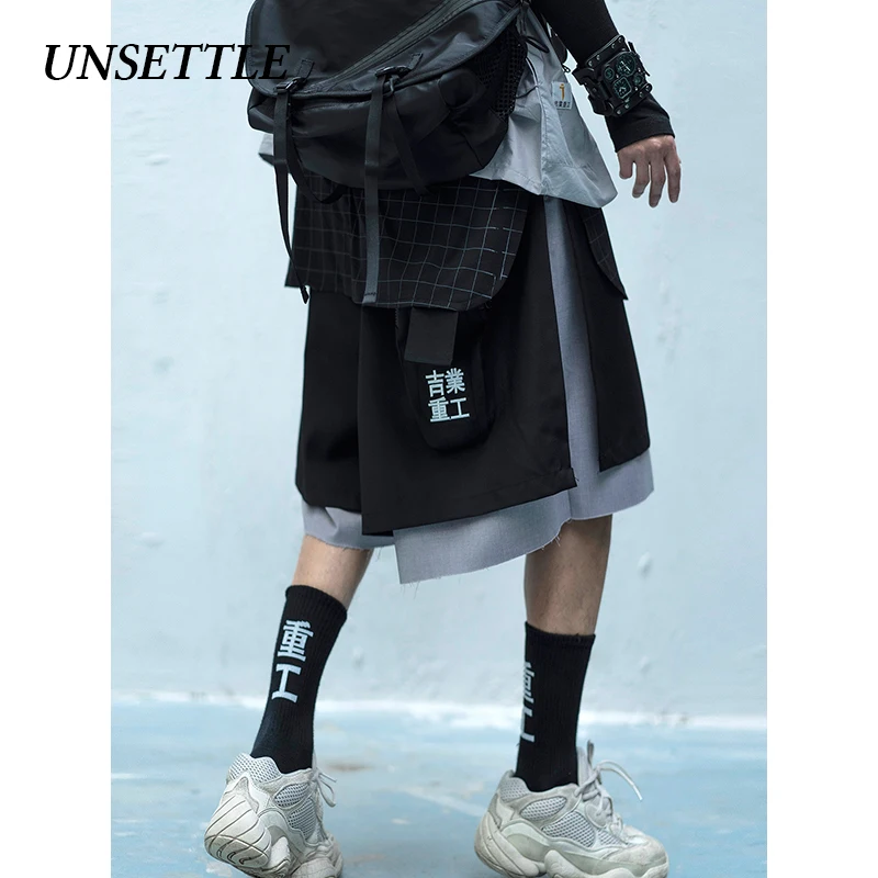UNSETTLE 2020SS Harajuku Лоскутные поддельные шорты мужские повседневные Летние Хип Хоп