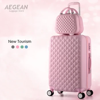 

Cartoon Plaid fashion cute female 20/22/24/26/28 inch Rolling Luggage Spinner Brand Suitcase Wheels Carry On Travel Bags