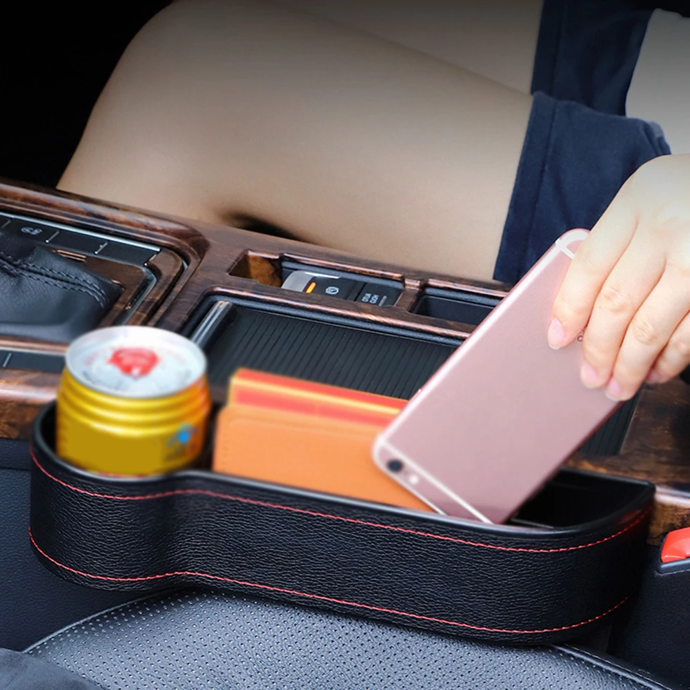 Универсальный автомобильный телефон сумка для визитных карточек коробка держатель чашки кожа многофункциональные автомобильные аксессуары черный/бежевый/коричневый автомобильный ящик для хранения