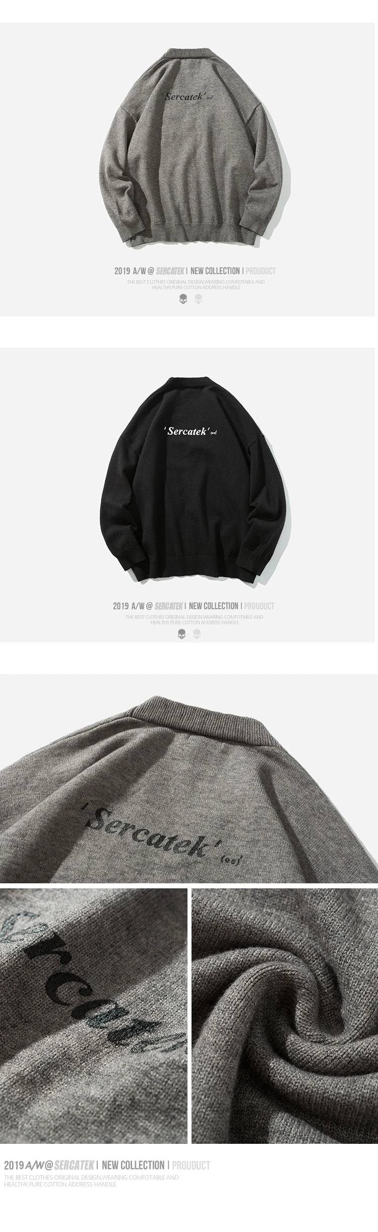 Winter New Cardigan Men Fashion Letter Printing Casual Warm Sweater Man Streetwear Wild Loose Sweater Jacket Male Clothes M-2XL