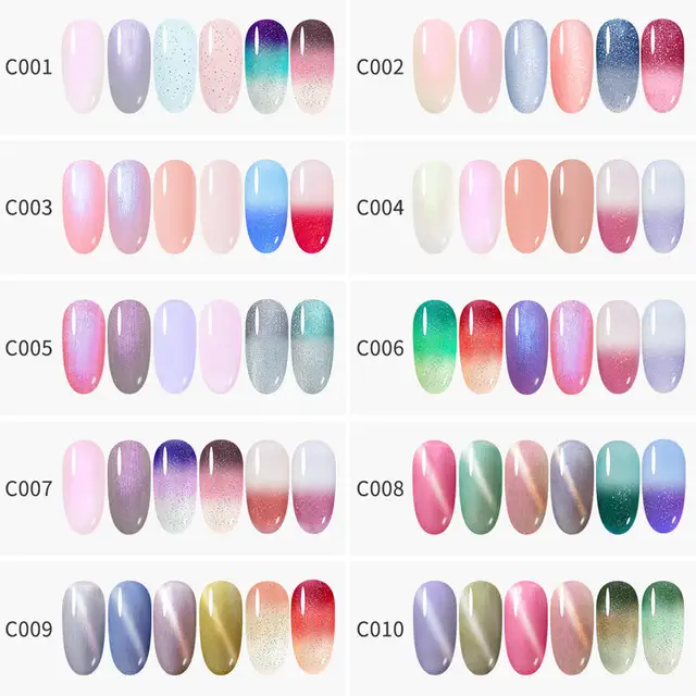 Elite99 6PCS Laser Thermische Ändern Glitter Gel Polish Set 10ml + Magnet Katze Auge UV Nail art Gel lack Maniküre Geschenk Sets