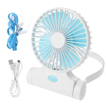

360 Degree Rotating Portable Hands-free Neck Hanging Fan USB Rechargeable Air Cooler Sport 3 gears Desktop Electric Fan for