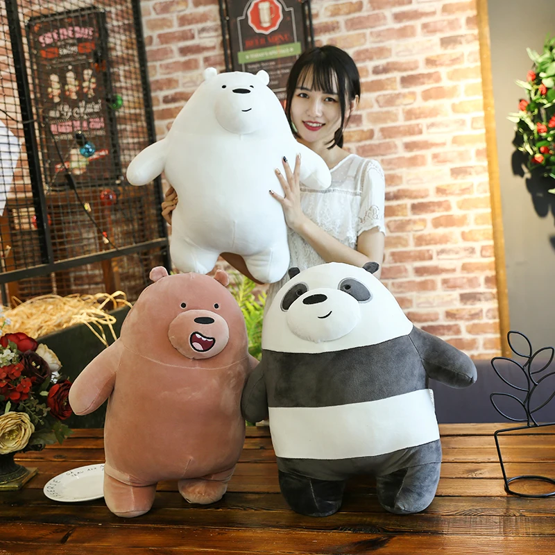 Anime dessin animé les trois ours nus très doux en peluche poupée mignon debout panda ours polaire Teddy jouets en peluche décoration cadeaux