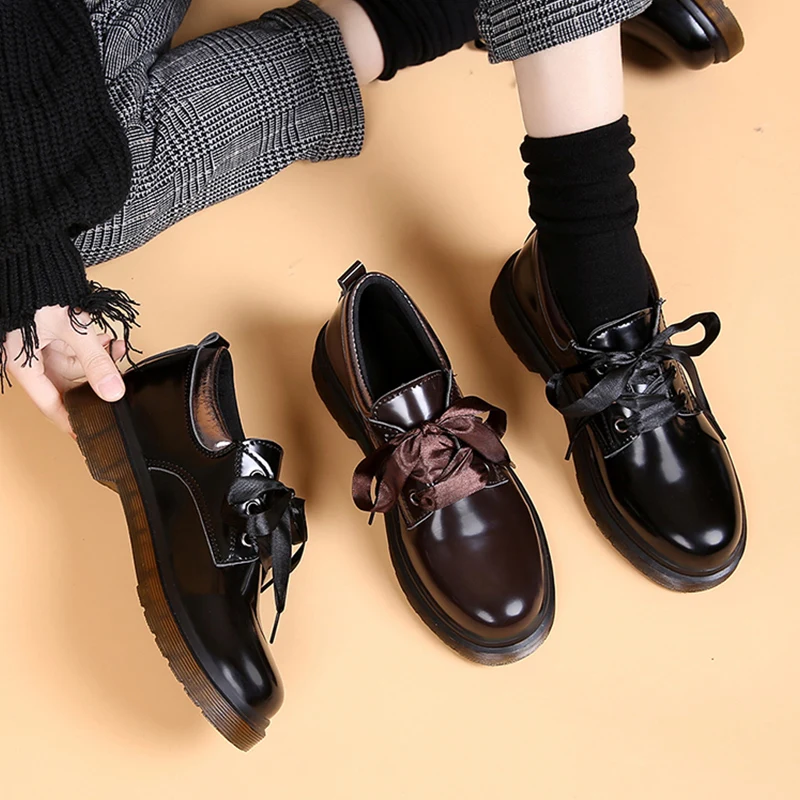 

Round Toe Cross Women's Shoes All-Match Oxfords Casual Female Sneakers British Style Flats Soft Leather Summer New Preppy Dress