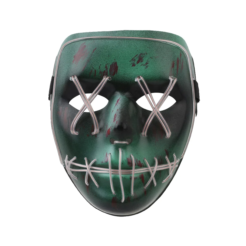 ice blue The Purge Election Year Light Up Party Halloween Prop EL Wire Luminous Mask Halloween Mask Horror Horror Bar Christmas Colorful - Цвет: ice blue