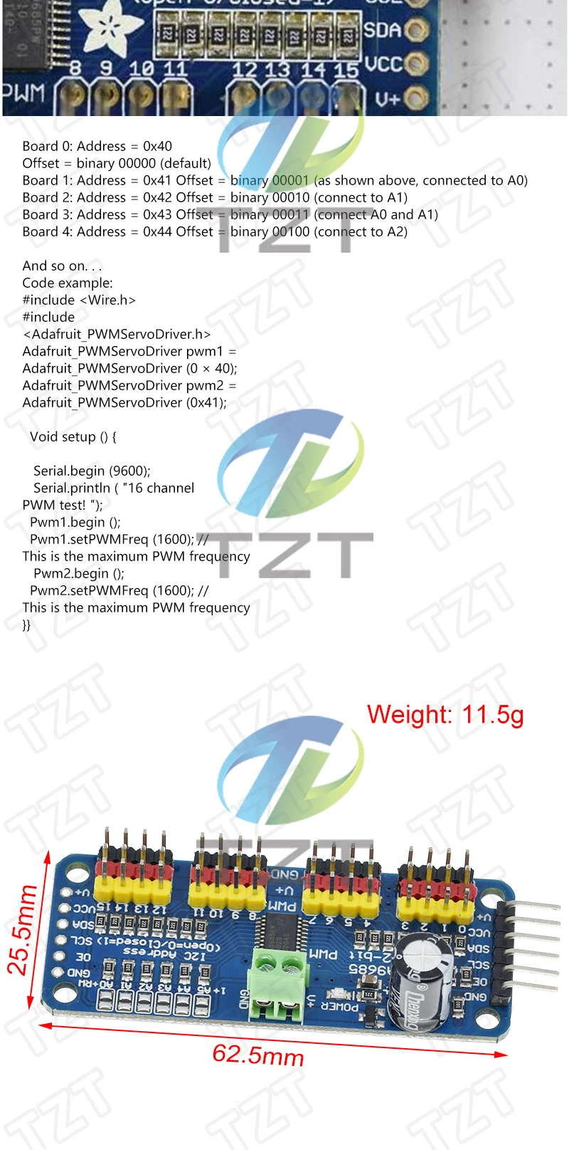 1/2/4PCS PCA9685PW 16-Kanal 12-Bit PWM Servo Shield Treiber I2C Schnittstelle PCA9685 Modul für Raspberry Pi – Detail 5