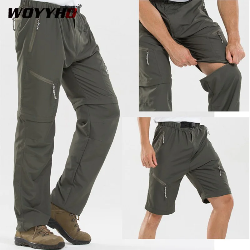 Pantalones de senderismo desmontables de secado rápido para hombre, ropa de deporte de verano, para acampar, Trekking, escalada, pantalones cortos de pesca transpirables