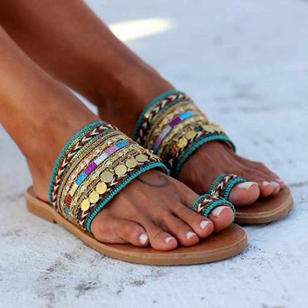 Vrouwen Ambachtelijke Sandalen Flip Flops Griekse Stijl Boho Flop Sandalen Mode Schoenen Vrouwen Slippers Sandalia # - AliExpress