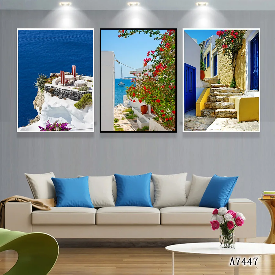 

Retro Seaside Wall Art Oil Painting Nordic Wall Decoration Poster Printing Chaoyang Wall Poster Bedroom