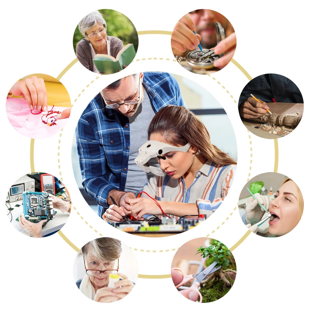 Magnifying Glasses Rechargeable LED Light Lamp Head Loupe Headband Magnifier Eyewear Glasses Tool Repair Reading Magnifier