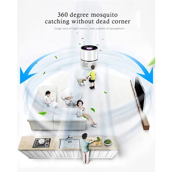 

Black Non Toxic USB Charging Inhalation Noiseless Electronic 360 Degree Catching Anti Fly Insect Repeller Mosquito Killer Lamp