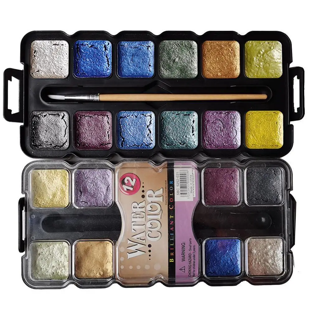 Набор из 12 блестящих красок пигментный пигмент цвета золотой воды для художника