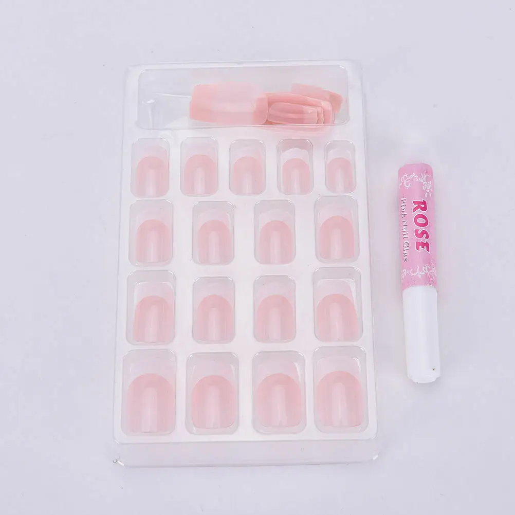 Natural False Acrylic UV Gel Half French Nail Art Tips Tools Set