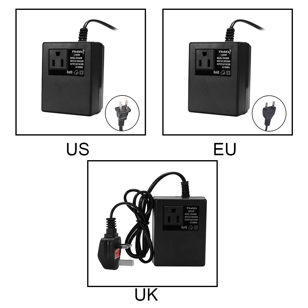 Voltage Converter 200W 220V To 110V Transformer Step Down Transformer Voltage Converter Travel Adapter EU/US/UK Plug Inverter voltage converter power transformer