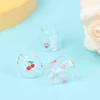 4pcs/set 1/12 Dollhouse Miniature Cartoon Clear Glass Cup Model Simulation Kitchen Furniture Toys For Doll House Decoration 4