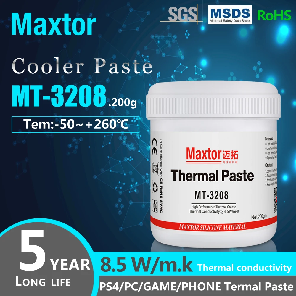 Maxtor-pasta térmica mt3207 6.0w mk 200g, para