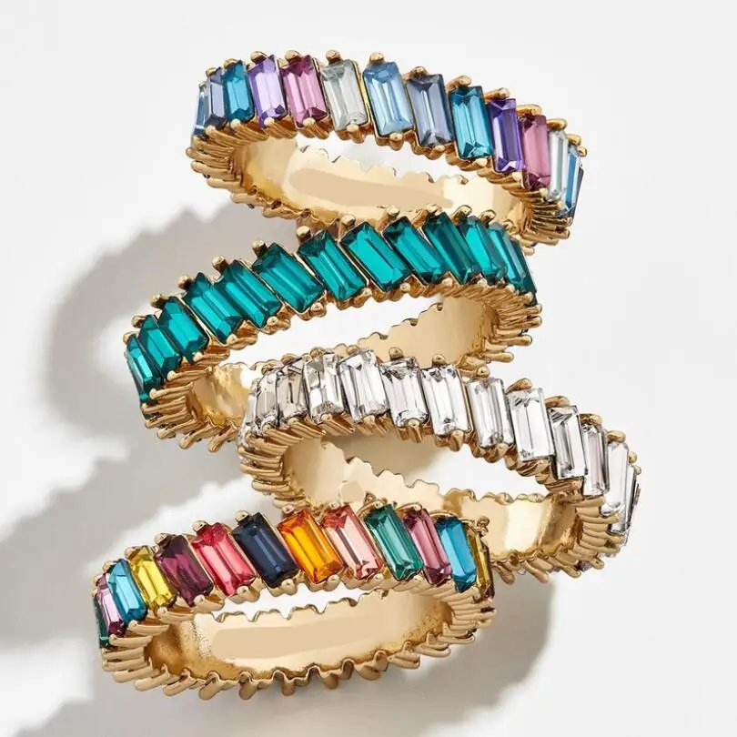 Проложить кристалл со стразами красочные геометрические кольцо женские модные