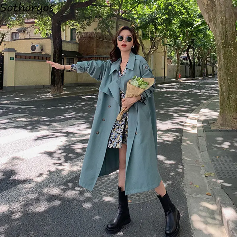 Gabardina elegante con doble botonadura para mujer, Primavera, elegante, de alta calidad, combina con todo, estilo coreano, cintura ajustable, sólida, a la moda, para uso diario