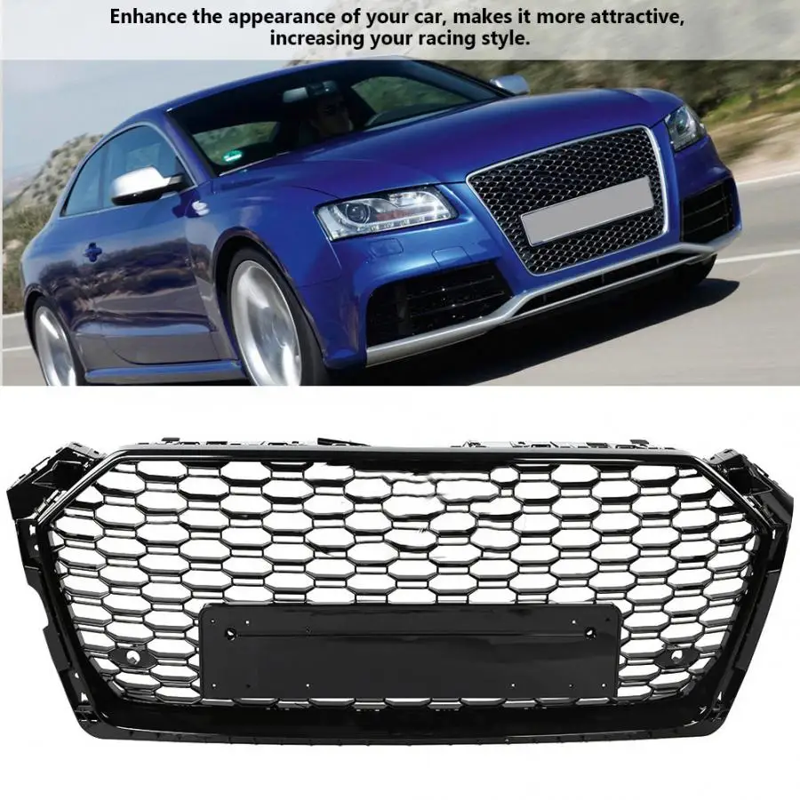 

For RS5 Style Front Sport Hex Mesh Honeycomb Hood Grill Black for Audi A5/S5 B9 2017-2018 car accessories