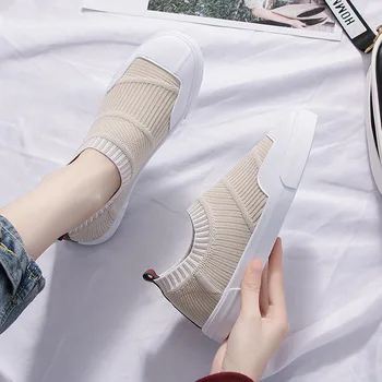 

2019 summer autumn slip on skateboarding shoes color female matching mesh low top shoes