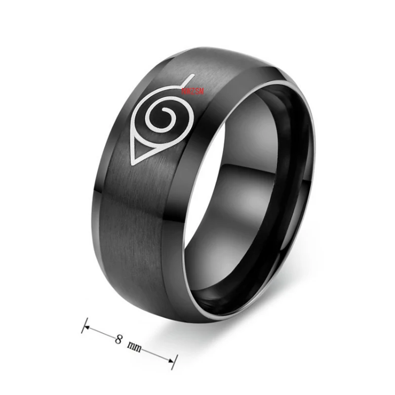 Кольцо Наруто лист Коноха деревня симбаль Логотип Знак сасуке ниндзя черная Мода