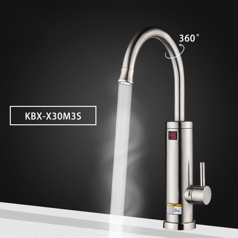 

Electric Water Heater Tap Instant Hot Water Heater Stainless Steel 360 Degree Rotation Kitchen Faucet with Temperature Display