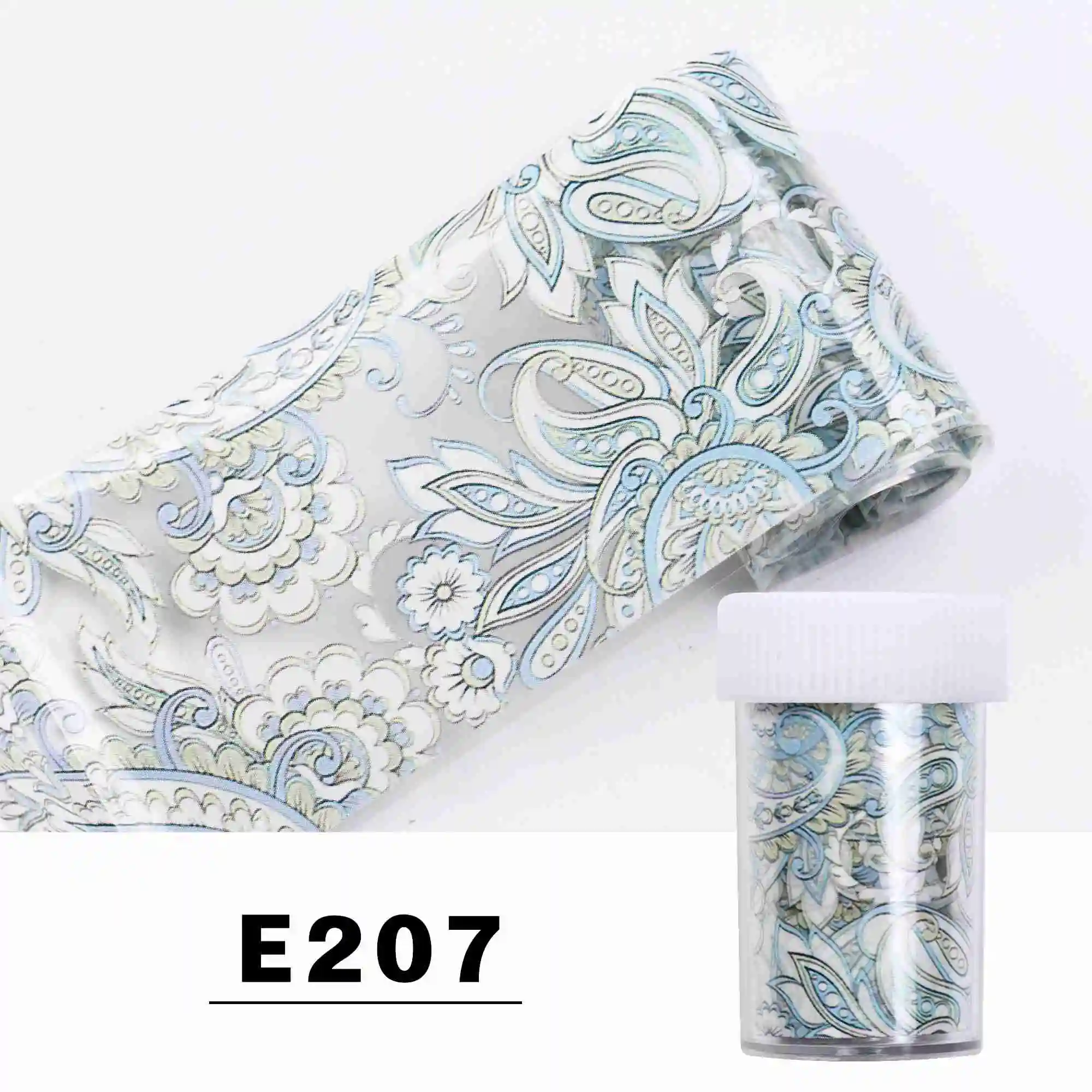 E207 Nail Foil 1 коробка 4*100 см Фольга переводная наклейка для ногтей Наклейка s цветы обертывания Маникюр Клей слайдер для украшения ногтей - Цвет: E207 Nail Foil